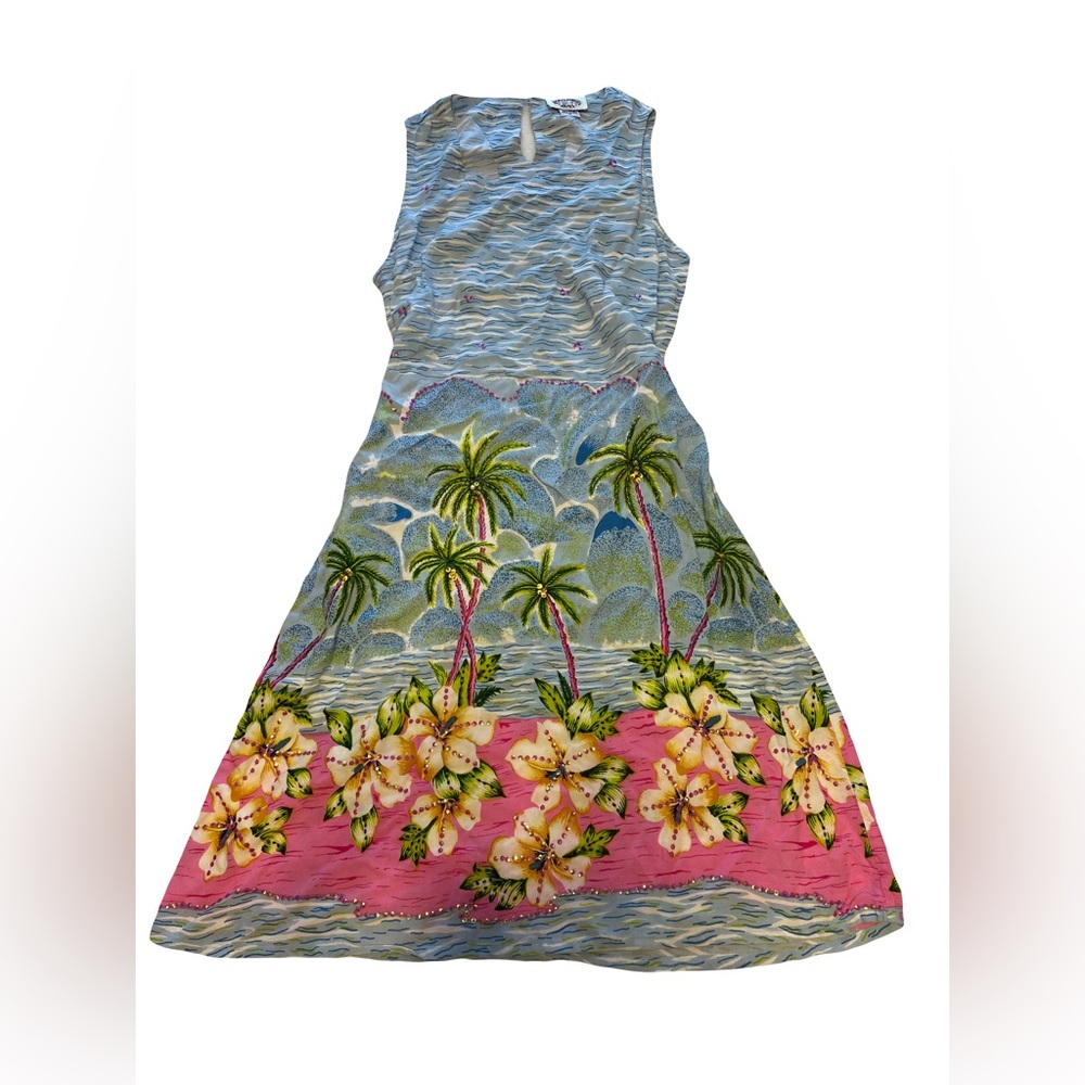 Beautiful Peppermint Bay Dress with Beachy Floral Design and Sequins
